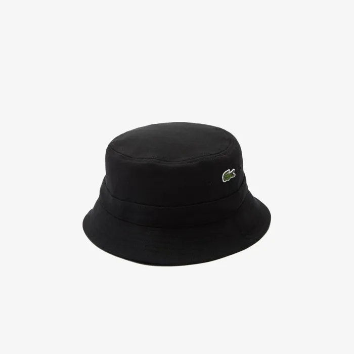 Caps and Hats MenWomen Lacoste Unisex Organic Cotton Bucket Hat Black 031