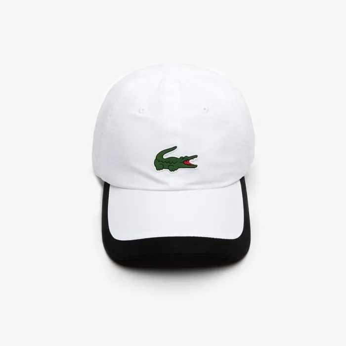 Caps and Hats MenWomen Lacoste Unisex SPORT Contrast Border Lightweight Cap White Black Au8