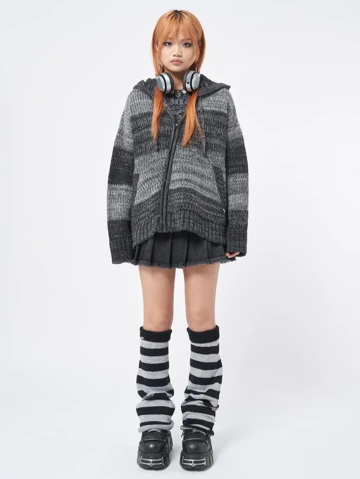 Carbon Oversized Knitted ZipUp Hoodie Women Minga London Knitwear