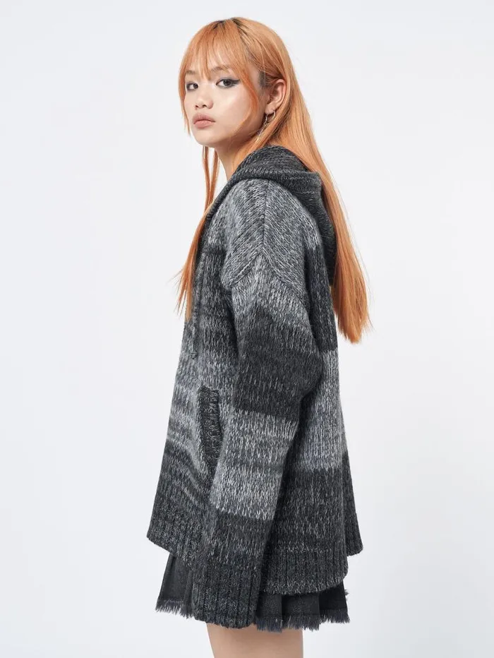 Carbon Oversized Knitted ZipUp Hoodie Women Minga London Knitwear