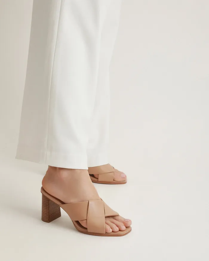 Carrie mid heel sandals beige leather MID HEELS jomercer Women Carrie mid heel sandals beige leather MID HEELS jomercer Women