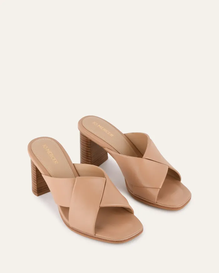 Carrie mid heel sandals beige leather MID HEELS jomercer Women Carrie mid heel sandals beige leather MID HEELS jomercer Women