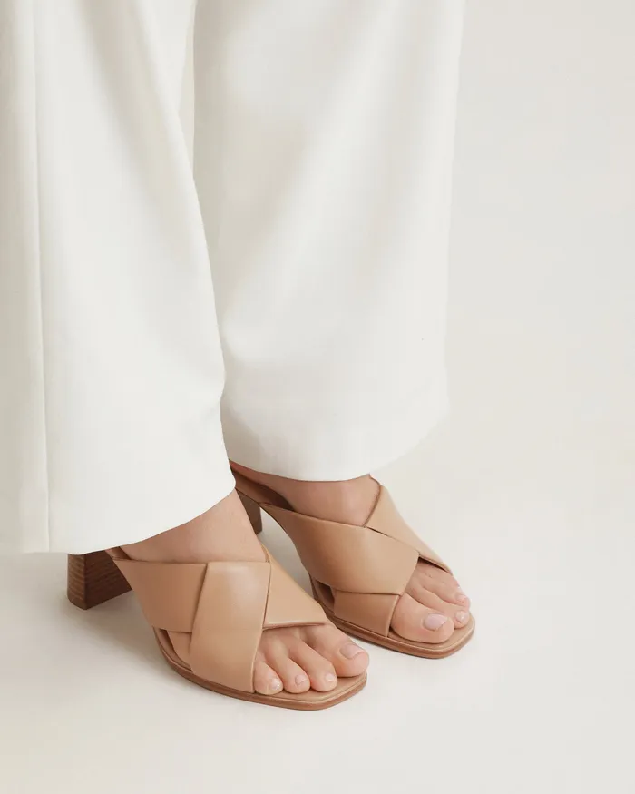 Carrie mid heel sandals beige leather MID HEELS jomercer Women Carrie mid heel sandals beige leather MID HEELS jomercer Women