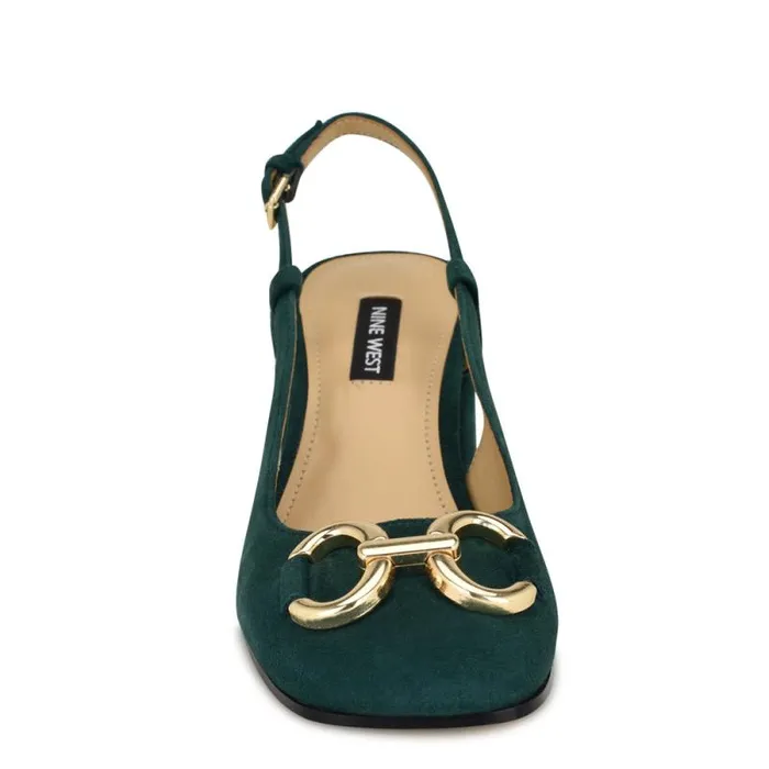 Cast Block Heel Slingback Pumps Green Suede Women Nine West Heels Cast Block Heel Slingback Pumps Green Suede Women Nine West Heels