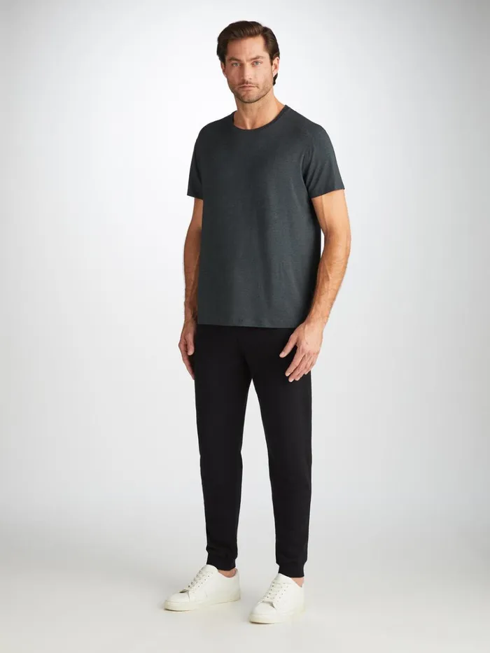 Casual Pants Men Derek Rose Sweatpants Quinn Cotton Modal Black