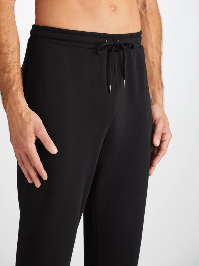 Casual Pants Men Derek Rose Sweatpants Quinn Cotton Modal Black