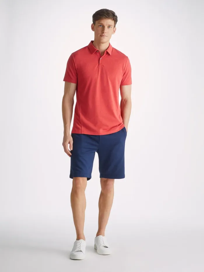 Casual Shirts Men Derek Rose Polo Shirt Ramsay Pique Cotton Tencel Red