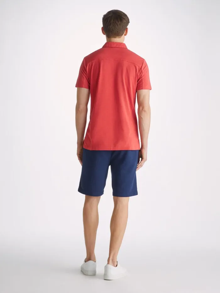 Casual Shirts Men Derek Rose Polo Shirt Ramsay Pique Cotton Tencel Red