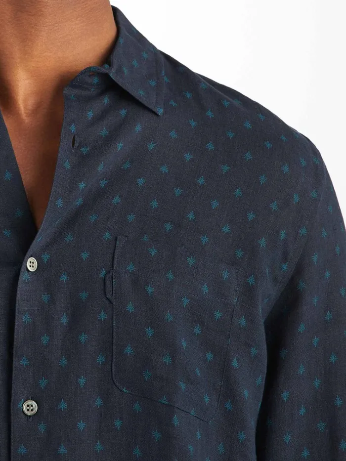 Casual Shirts Men Derek Rose Shirt Milan 25 Linen Navy
