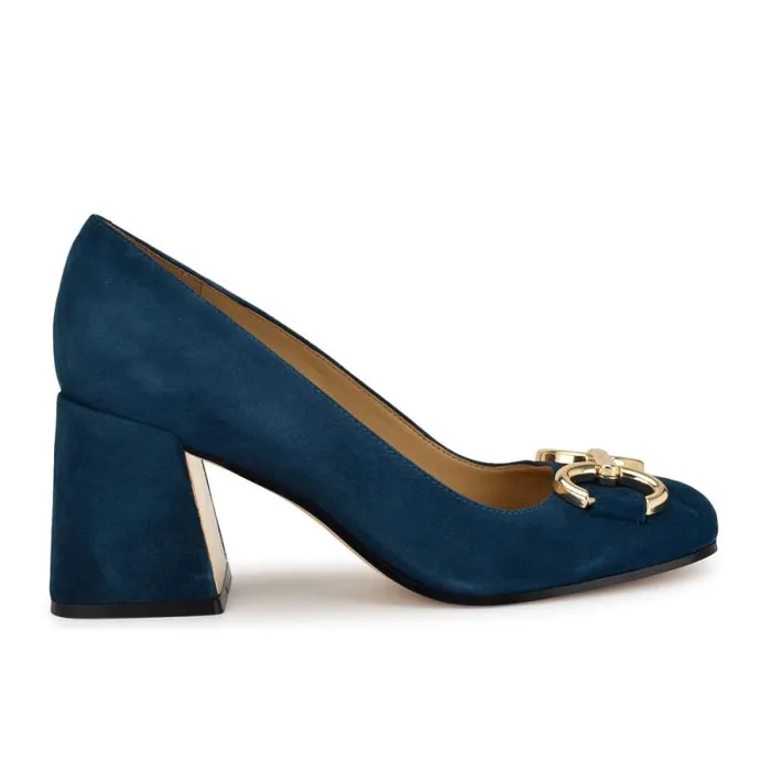 Caven Block Heel Pumps Blue Suede Women Nine West Heels