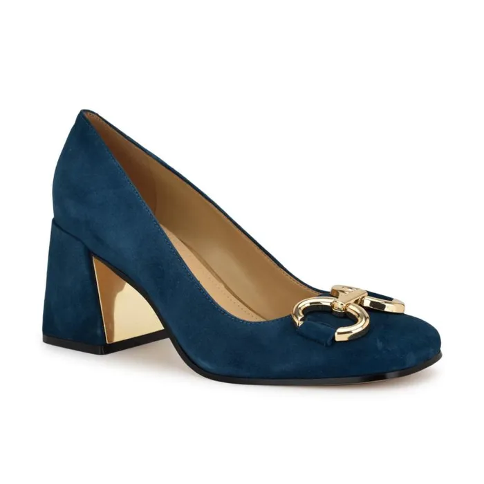 Caven Block Heel Pumps Blue Suede Women Nine West Heels Caven Block Heel Pumps Blue Suede Women Nine West Heels