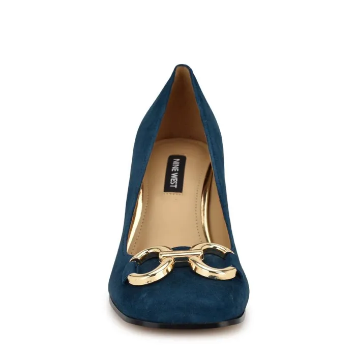 Caven Block Heel Pumps Blue Suede Women Nine West Heels Caven Block Heel Pumps Blue Suede Women Nine West Heels