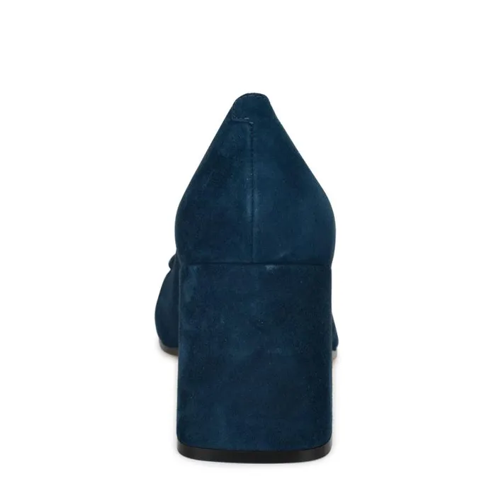 Caven Block Heel Pumps Blue Suede Women Nine West Heels Caven Block Heel Pumps Blue Suede Women Nine West Heels