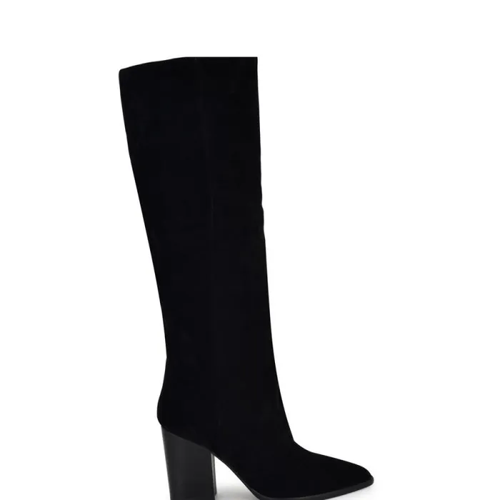Chicke Knee High Boots Black Suede Women Nine West Boots and Booties