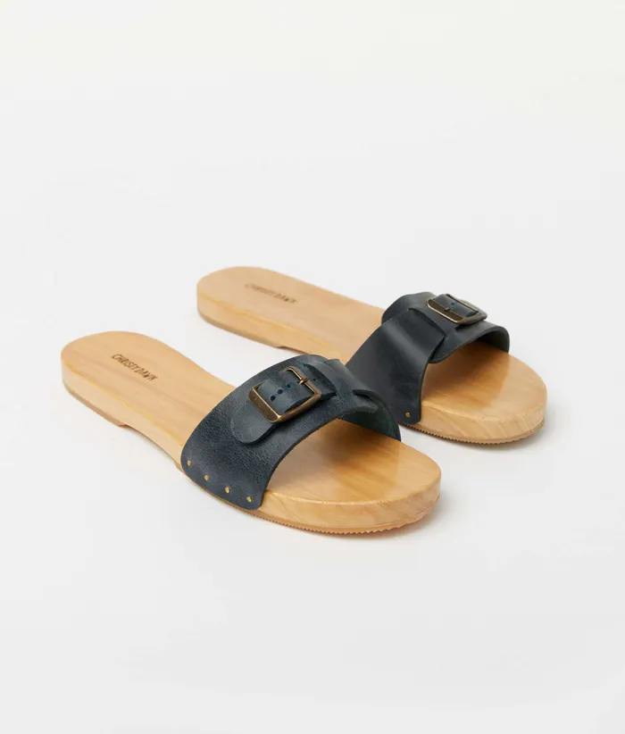 Christy Dawn The Ventura Clog Navy Leather Women Footwear Christy Dawn The Ventura Clog Navy Leather Women Footwear