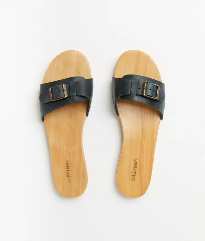 Christy Dawn The Ventura Clog Navy Leather Women Footwear Christy Dawn The Ventura Clog Navy Leather Women Footwear