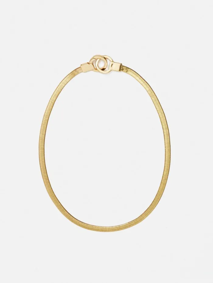 Chunky Snake Chain Necklace Gold Women Jigsaw Jewellery