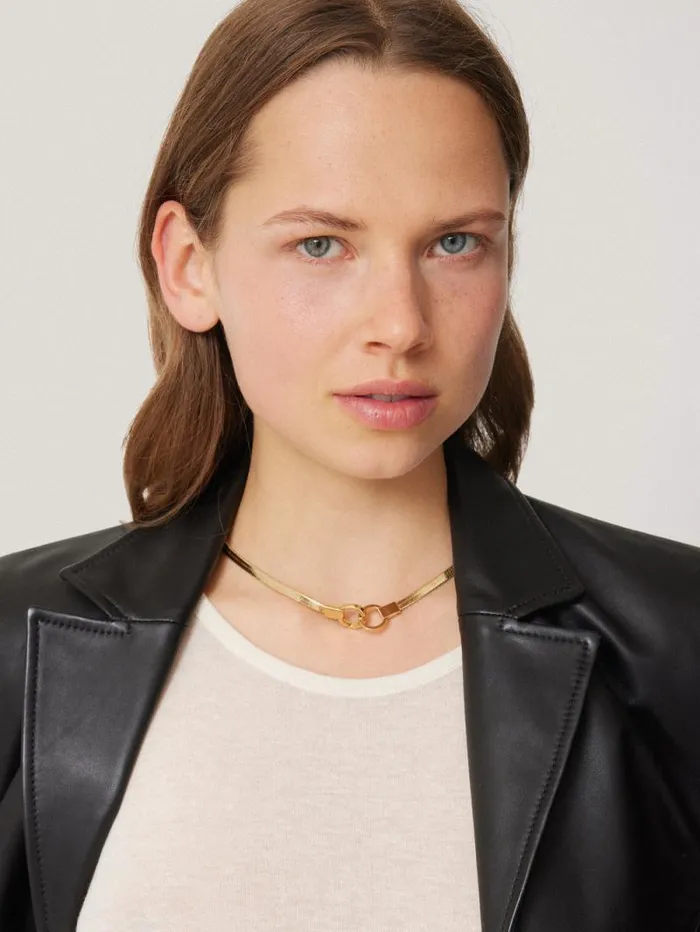 Chunky Snake Chain Necklace Gold Women Jigsaw Jewellery