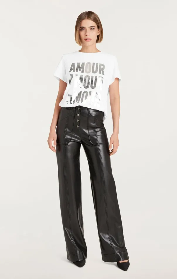 Cinq Sept Amour Amour Amour Foiled Tee Whitesilver Women Tees