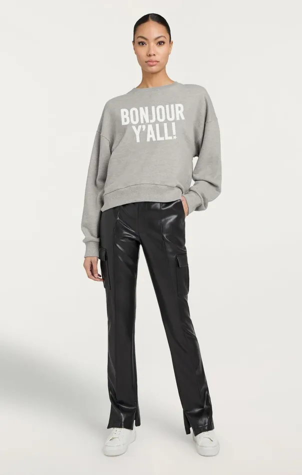 Cinq Sept Bonjour Y039all Brandy Pullover Heathergreywhite Women Sweaters and Knits