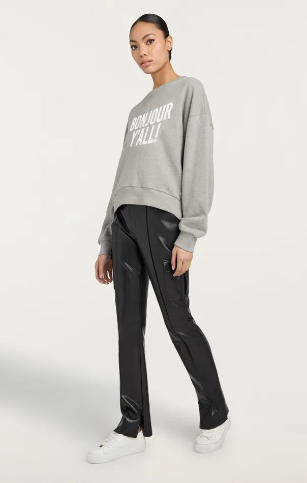 Cinq Sept Bonjour Y039all Brandy Pullover Heathergreywhite Women Sweaters and Knits