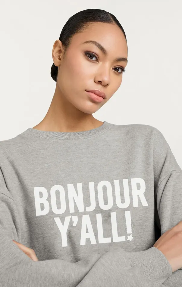 Cinq Sept Bonjour Y039all Brandy Pullover Heathergreywhite Women Sweaters and Knits