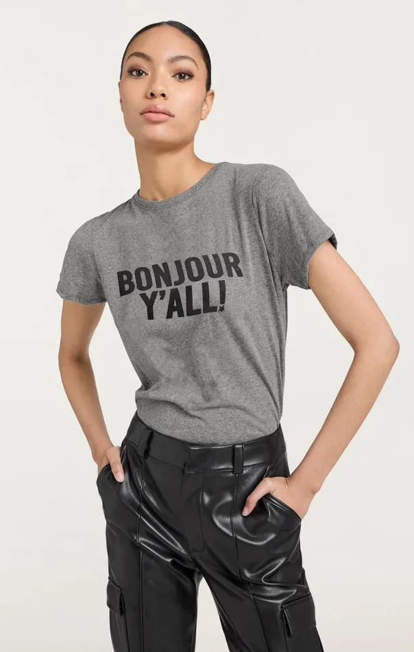 Cinq Sept Bonjour Y039all Tee Heathergreyblack Women Tees