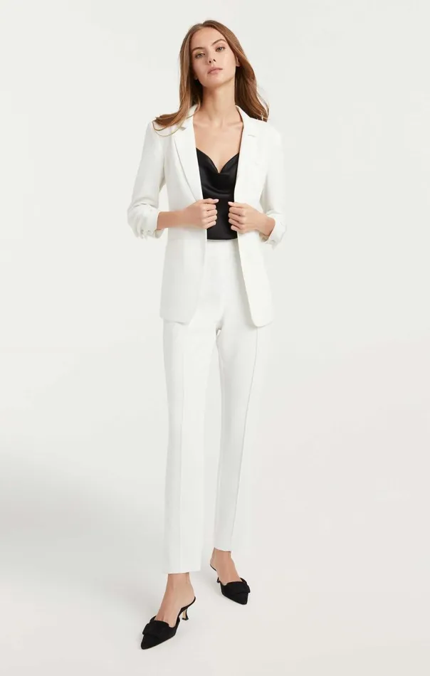 Cinq Sept Crepe Khloe Blazer Ivory Women Jackets