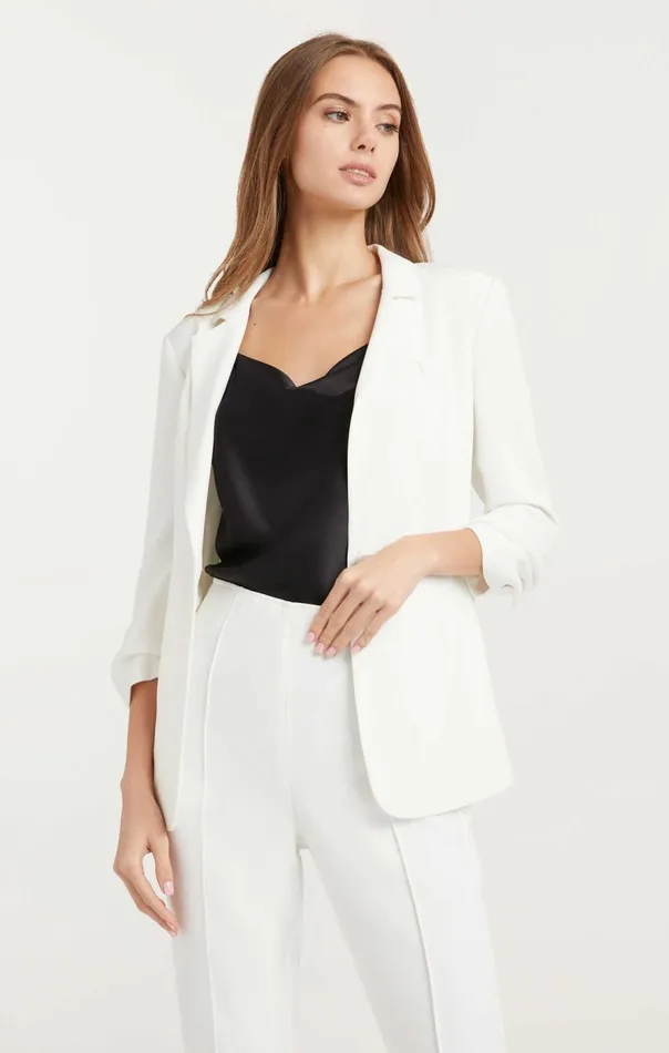 Cinq Sept Crepe Khloe Blazer Ivory Women Jackets