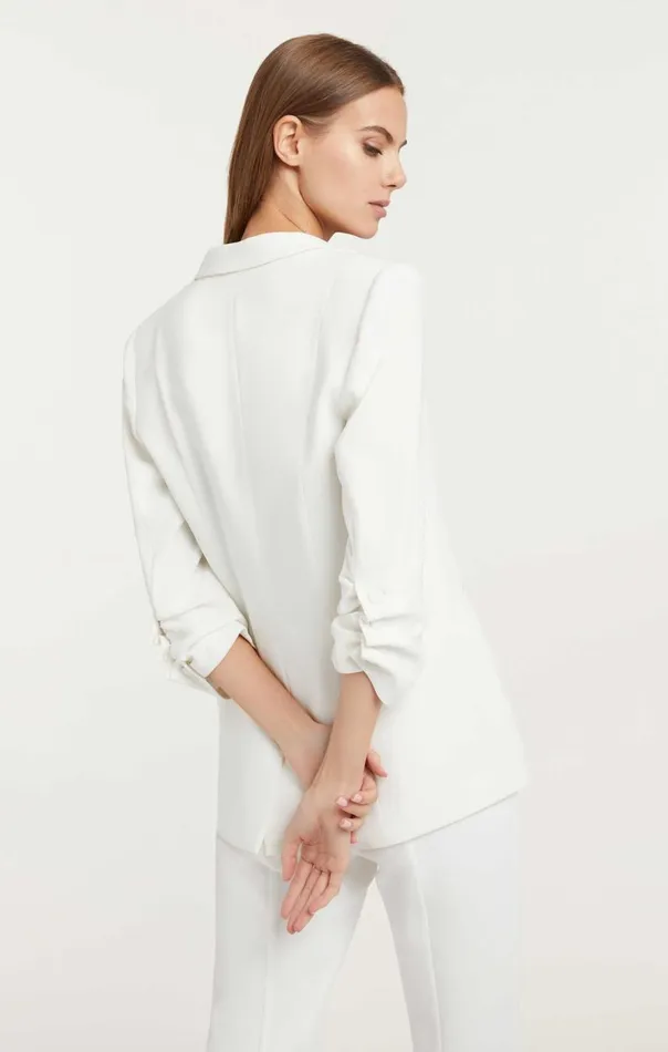 Cinq Sept Crepe Khloe Blazer Ivory Women Jackets