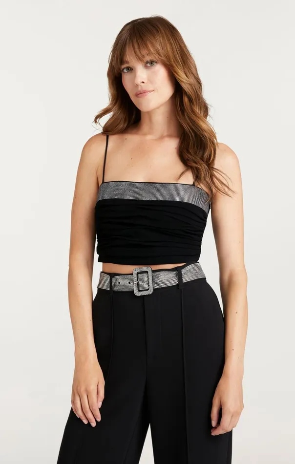 Cinq Sept Elizabeth Top Black Women Tank Tops and Camisoles