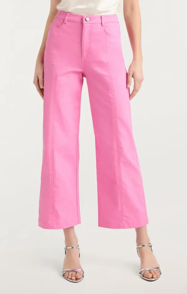Cinq Sept Heart Embroidery Cropped Verona Pant Flamingo Women Pants