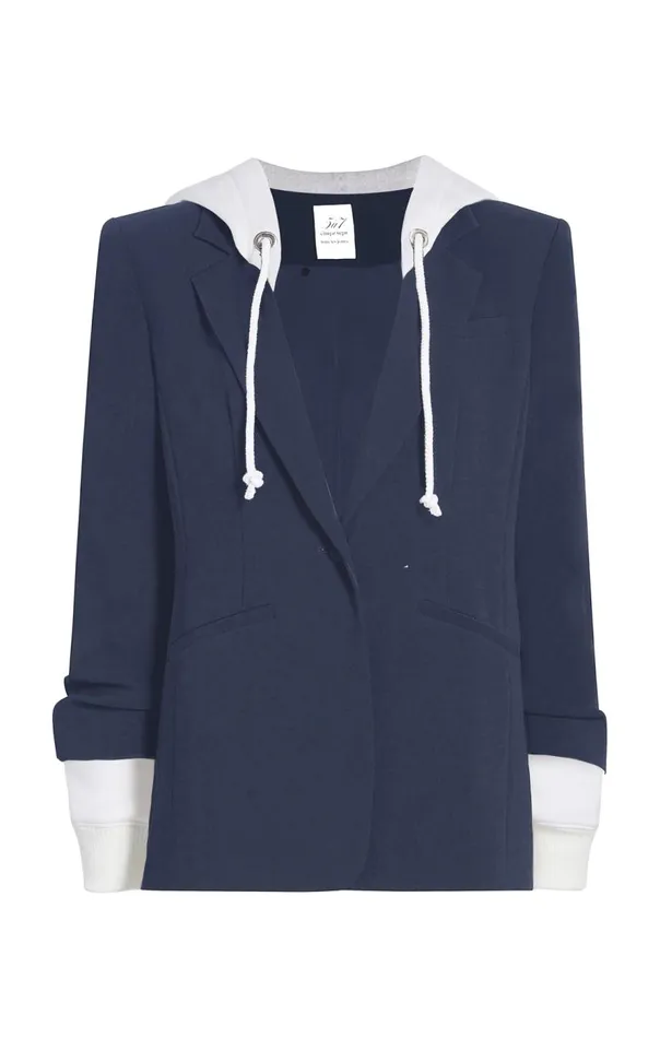 Cinq Sept Hooded Khloe Blazer Navyivory Women Blazers