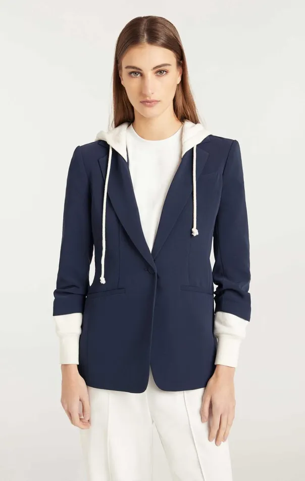 Cinq Sept Hooded Khloe Blazer Navyivory Women Blazers