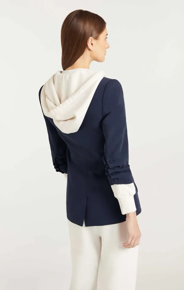 Cinq Sept Hooded Khloe Blazer Navyivory Women Blazers