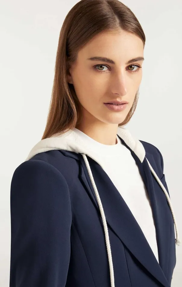 Cinq Sept Hooded Khloe Blazer Navyivory Women Blazers