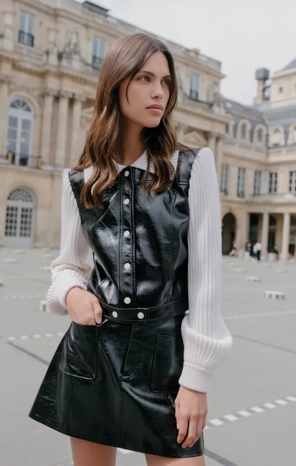 Cinq Sept Knit Sleeve Ciara Jacket Blackivory Women Sweaters and Knits