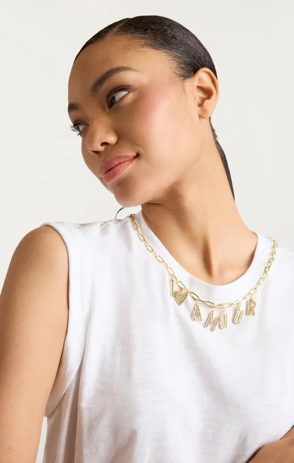 Cinq Sept L039amour Necklace Bella Tee White Women Tees