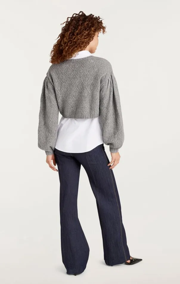 Cinq Sept Landry Pullover Heathergreywhite Women Sweaters and Knits
