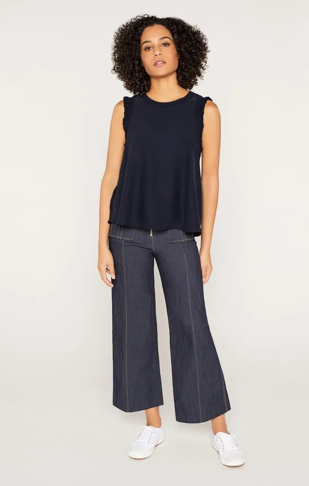 Cinq Sept Lenore Top Navy Women Tank Tops and Camisoles