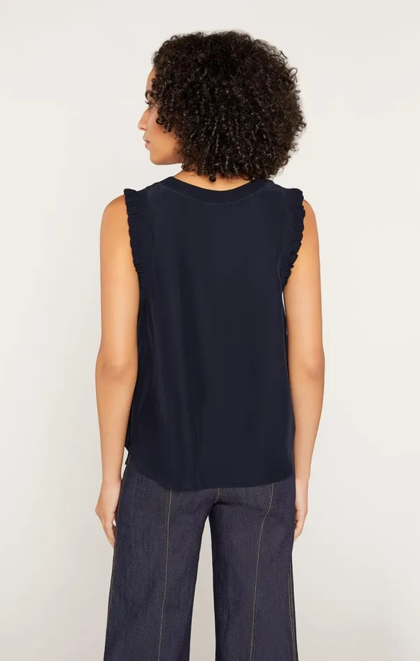 Cinq Sept Lenore Top Navy Women Tank Tops and Camisoles