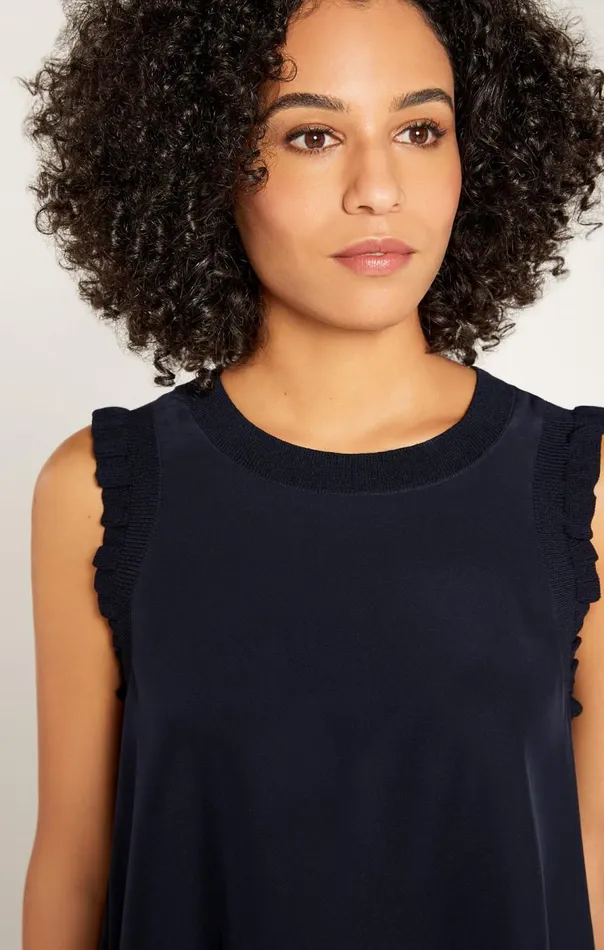Cinq Sept Lenore Top Navy Women Tank Tops and Camisoles