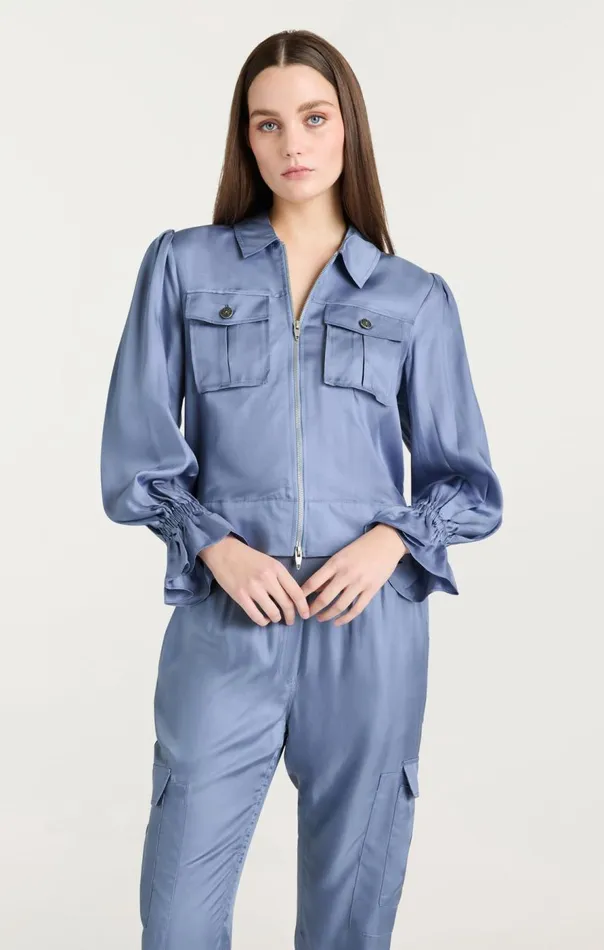 Cinq Sept Long Sleeve Holly Jacket Rusticblue Women Jackets