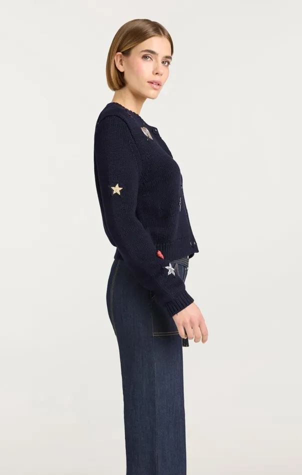Cinq Sept Nebula Embellished Piera Cardigan Black Women Sweaters and Knits