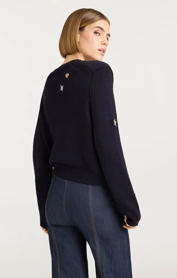 Cinq Sept Nebula Embellished Piera Cardigan Black Women Sweaters and Knits