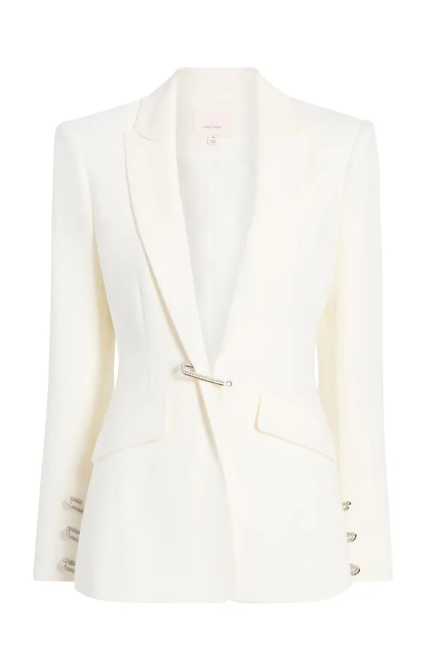 Cinq Sept Rhinestone Pin Cheyenne Blazer Ivory Women Blazers