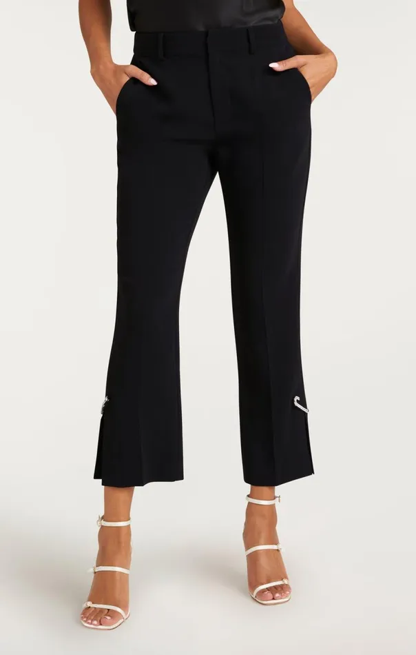Cinq Sept Rhinestone Pin Cropped Kerry Pant Black Women Pants
