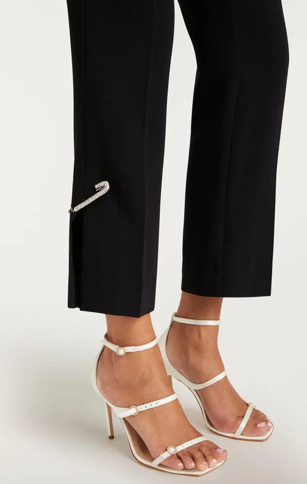 Cinq Sept Rhinestone Pin Cropped Kerry Pant Black Women Pants