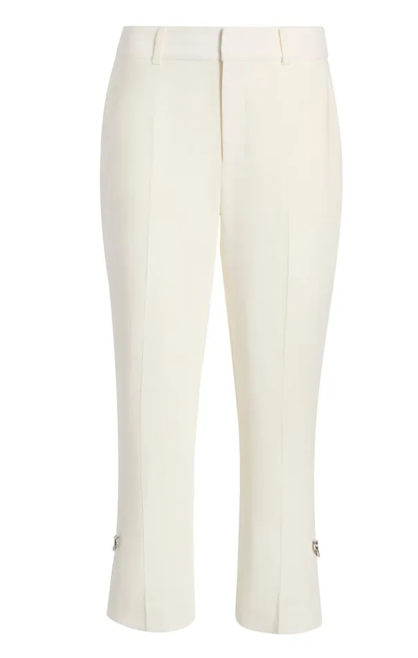 Cinq Sept Rhinestone Pin Cropped Kerry Pant Ivory Women Pants