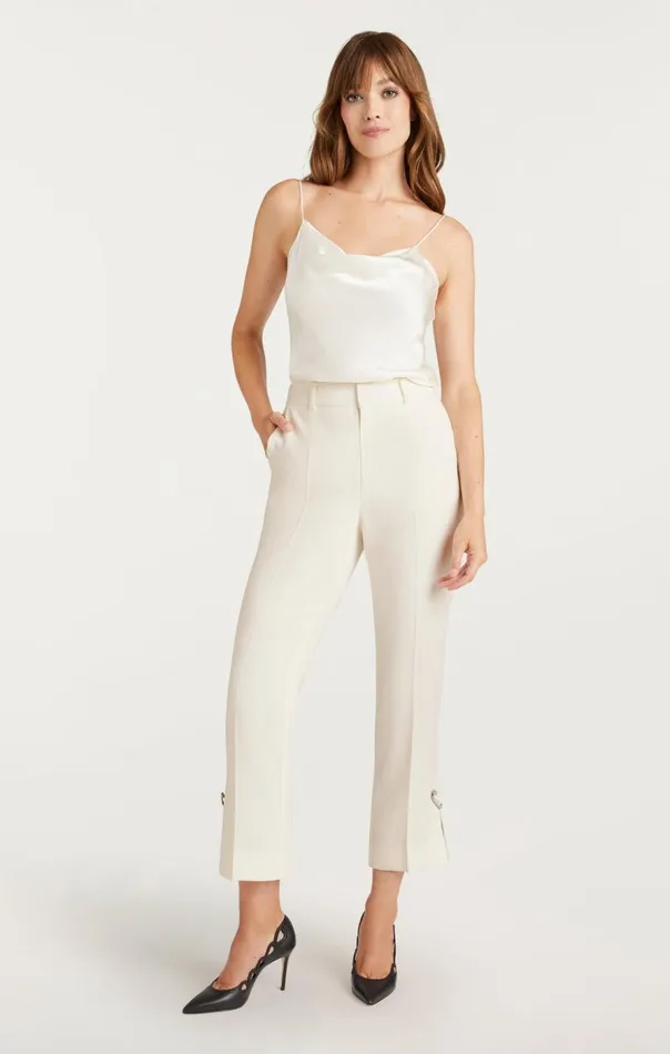 Cinq Sept Rhinestone Pin Cropped Kerry Pant Ivory Women Pants